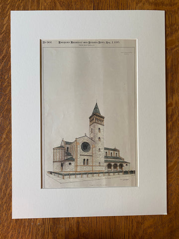 Church, Paterson, NJ, 1893, Charles Edwards, Original Hand Colored -