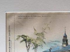 Town Hall, Billerica, Massachusetts, 1894, Warren & Bacon, Original Hand Colored