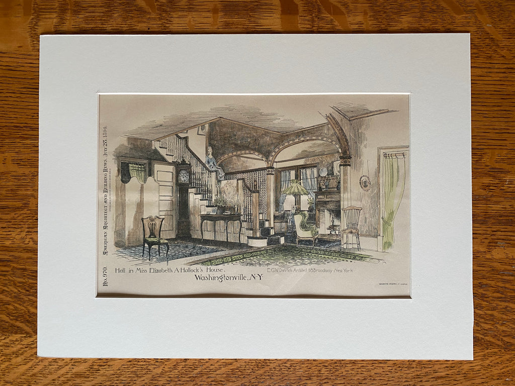 Elizabeth Hallock House, Washington, NY, 1894, EGW Dietrich, Original Hand Colored