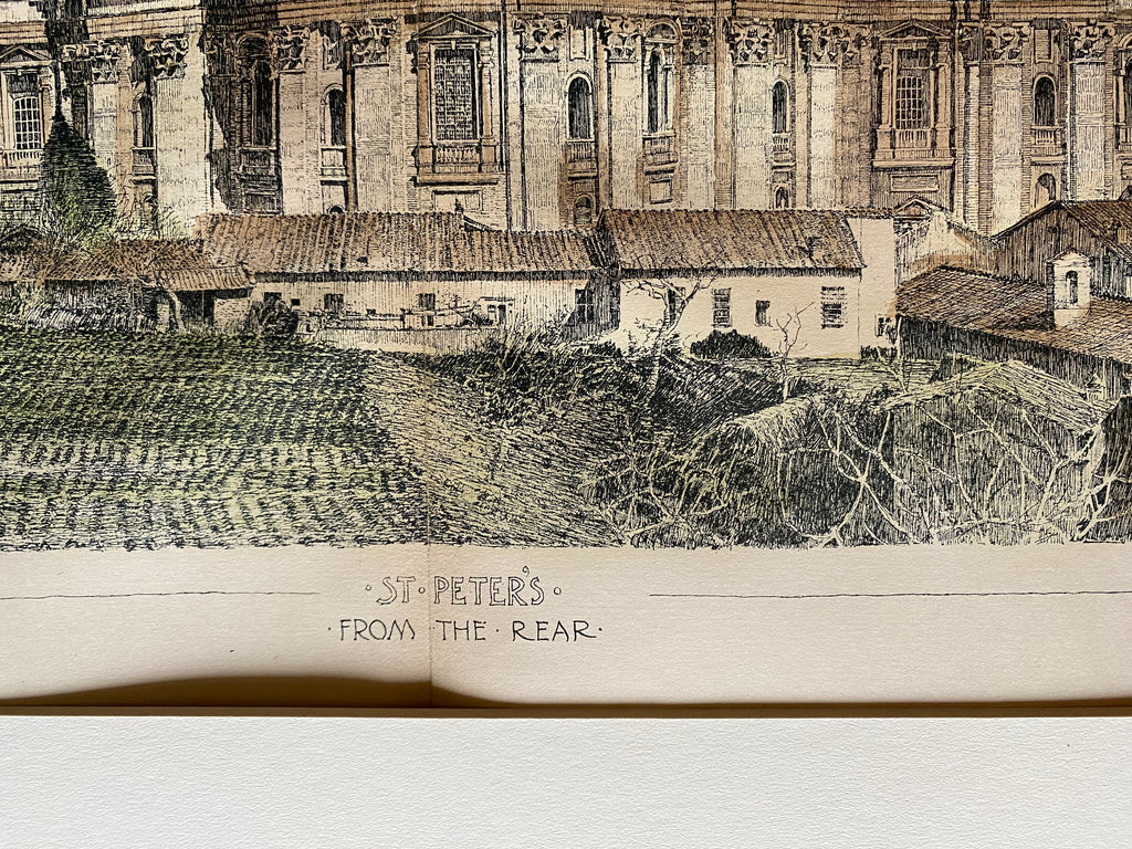 St Peters Basilica, Rome, Italy, 1894, Hand Colored Original -