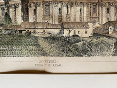 St Peters Basilica, Rome, Italy, 1894, Hand Colored Original -