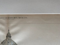 St Peters Basilica, Rome, Italy, 1894, Hand Colored Original -