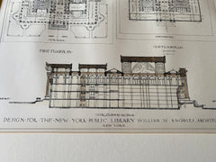 New York Public Library, Fifth Ave, 1897, Wm Knowles, Original Hand Colored