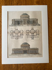 New York Public Library, 5th Avenue, 1897, Brite & Bacon, Original Hand Colored