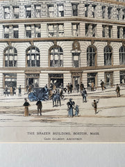 Brazer Building, Boston, MA, 1897, Cass Gilbert, Original Hand Colored