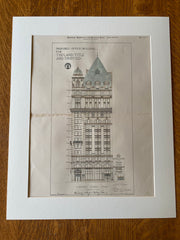 Land Title and Trust, Chestnut St, Boston, MA, 1897, Kennedy Hays & Kelsey, Original Hand Colored