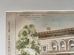 Fowle Block, Arlington, MA, 1897, Gay & Proctor, Original Hand Colored