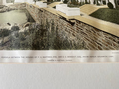 Pergola, Hastings & Benedict Houses, Indian Harbor, Greenwich, CT, 1897, Original Color Lithograph