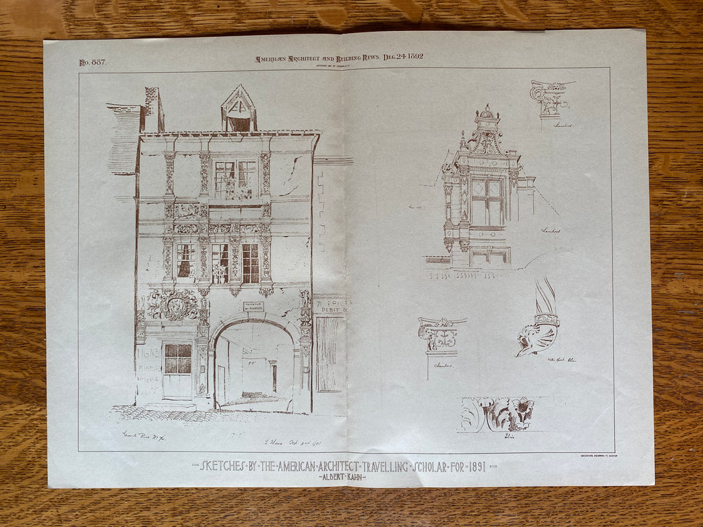 Sketches by the American Architect Travelling Scholar, 1891, Albert Kahn, Original