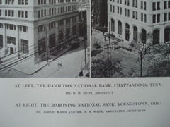 Hamilton/Mahoning National Banks, Chatt.,TN/Youngstown, OH 1912, Lithograph. Hunt, Kahn, & Wade.