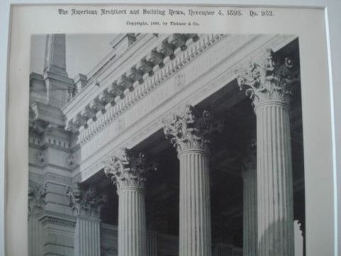 Detail of the Peristyle :World's Columbian Exhibition, Chicago IL,1893. Charles B. Atwood