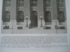 Bld. for Manufacture & Storage US Marines, Philadelphia, PA 1910, Lithograph. Rankin, Kellog, & Crane.