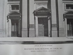 Boatman's Bank Building, Detail of Lower Stories in St. Louis, MO, 1915. Eames & Young