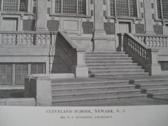 Cleveland School in Newark NJ, 1915. E.F. Guilbert. Lithograph
