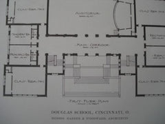 Douglas School in Cincinnati OH, 1915. Garber & Woodward. Lithograph