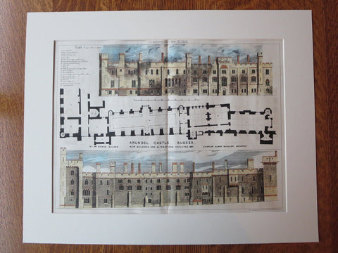 Arundel Castle, Sussex, 1882, Original Plan. Charles Alban Buckler