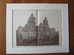 The Cathedral, Mexico City, Mexico, American Architect, 1885, lithograph