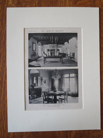 G.S. Gaylord House, Interior, Neenah, WI, Childs & Smith, 1921, Lithograph