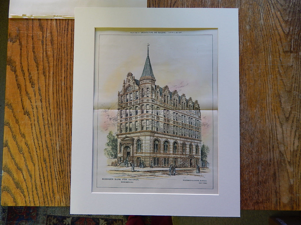 Hoboken Bank for Savings, NJ, 1890, N. LeBrun & Sons, Architects, Original