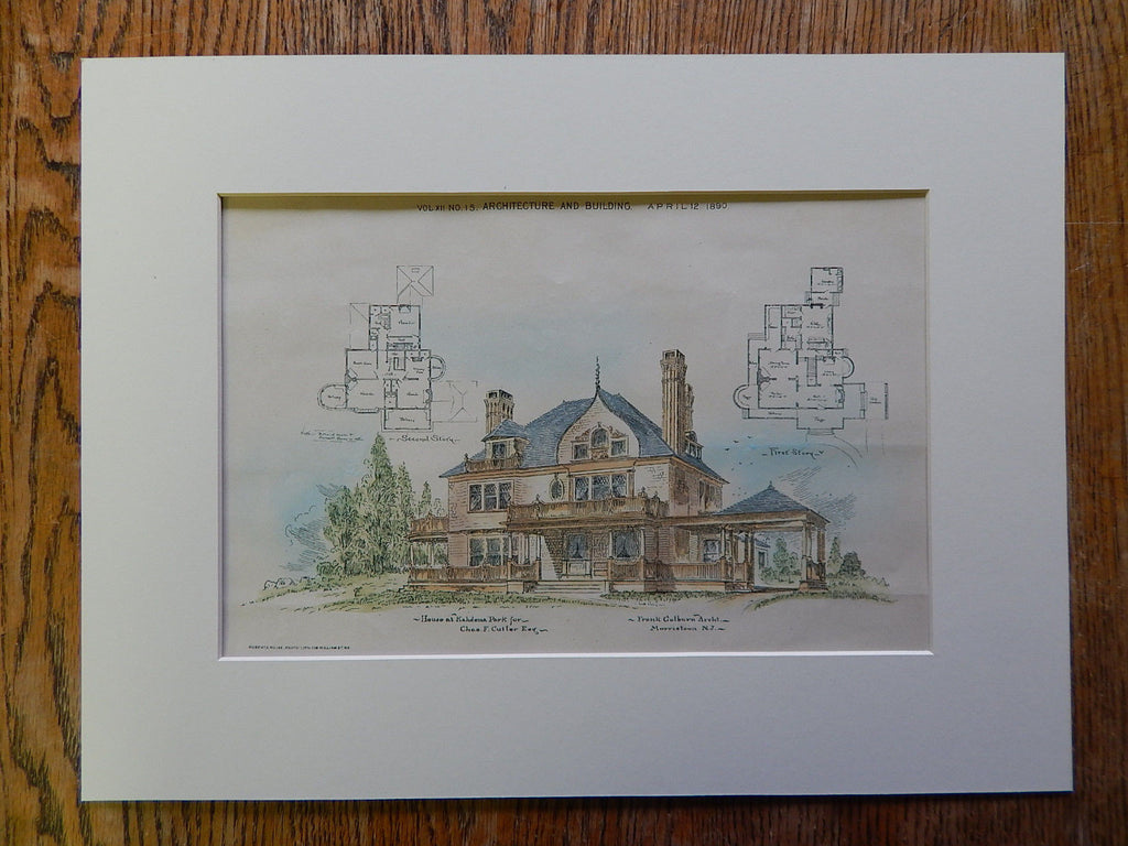 House, Charles Cutler, Kahdena Park, Morristown, NJ, 1890, Original Plan