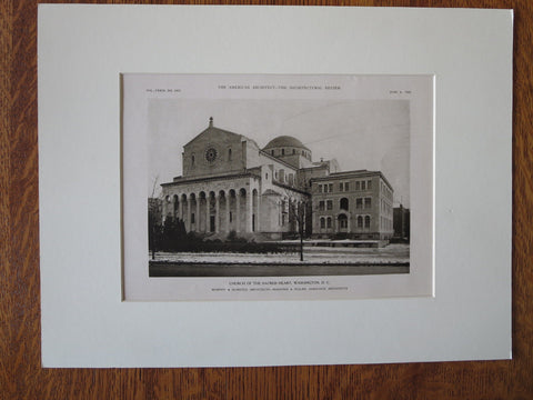 Church/Sacred Heart, Exterior, Washington DC, Murphy & Olmsted, 1923, Lithograph