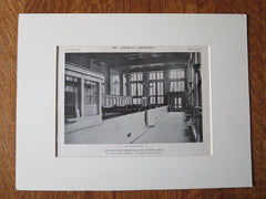 Banking Room, Detroit Trust, Detroit, MI, Albert Kahn, Archt., 1905, Lithograph