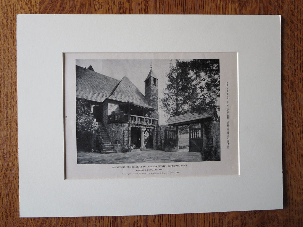 Dr. Walton Martin House, Courtyard, Cornwall, CT, E.C. Dean, 1923, Lithograph