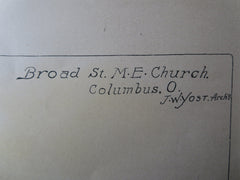Broad Street M.E. Church, Columbus, OH, 1887, Original Plan. J.W. Yost, Arch