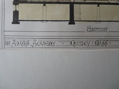 Adams Academy, Quincy, MA, 1876, Ware & Van Brunt, Original Hand Colored