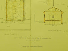 Automobile House for Col. Wm. L. Elkins, Ashbourne, PA, 1905, Original Plan