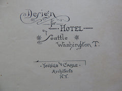 Hotel, Seattle, WA, 1890, Youngs & Cable, Original Plan, Hand Colored
