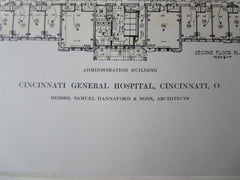 Cincinnati Gen Hosp, Admin, Cincinnati, 1911, Original Plan. S. Hannaford&Sons