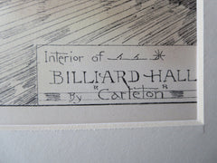 Billiard Hall, Interior, 1881, Original Plan. Carleton, Architect