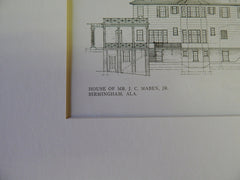 J.C. Maben House, Birmingham, AL. Warren & Welton, Architects 1909 Original Plan