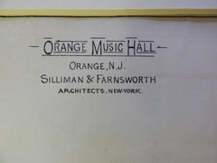 Orange Music Hall, Orange, NJ, 1880, Silliman & Farnsworth, Original Plan