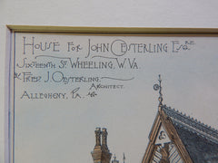 House, John Oesterling, 16th Street, Wheeling, W Virginia, 1884, Original Plan