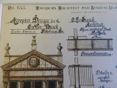 Citizens National Bank, Pittsburgh, PA, 1885, C Leo Staub, Archt. Original Plan
