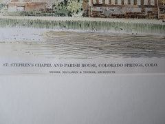 St Stephens Chapel, Colorado Springs, CO, 1911, Original Plan. MacLaren & Thomas