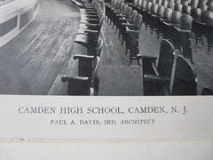 Camden High School, Camden, NJ, Paul A. Davis, Architect, 1918, Lithograph