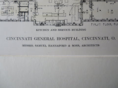 Cincinnati General Hosp., Cincinnati, OH, 1911, Original Plan. S. Hannaford&Sons