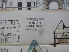 Toronto Court House, Toronto, Canada, 1886, C. Luce, Architect. Original Plan