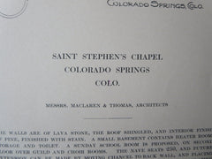 St Stephens, Interior, Colorado Springs, CO,1911, Original Plan. MacLaren&Thomas