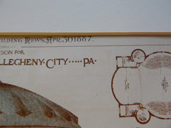 Carnegie Free Library, Allegheny City, PA, W H Wood, Arch., 1887, Original Plan.