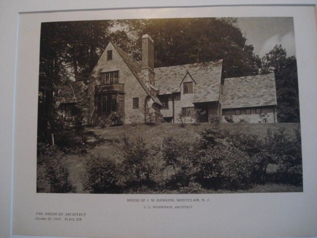 House of J. M. Hawkins, Montclair NJ, 1926. C. C. Wendehack. Lithograph