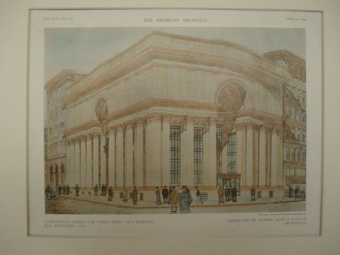 Design for Union Trust Co.'s Building in San Francisco CA, 1909. Bliss & Faville. Original Plan