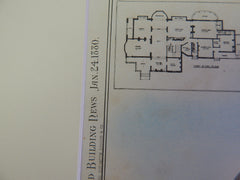 House, F B Porter, Newport, RI, 1880, Potter & Robertson, Original Plan