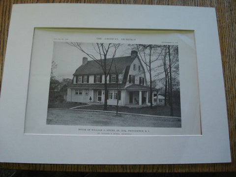 House of William A. Spicer, Jr., Esq. Providence RI, 1916. Eleazer B. Homer. Lithograph