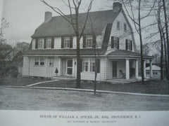 House of William A. Spicer, Jr., Esq. Providence RI, 1916. Eleazer B. Homer. Lithograph