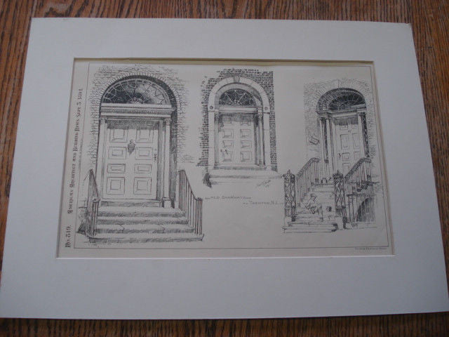 Old Doorways, Trenton, NJ, 1891. Lithograph