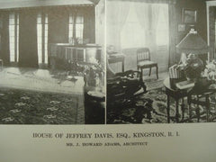 House of Jeffrey Davis, Esq. in Kingston RI, 1912. J. Howard Adams. Photograph